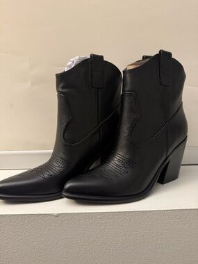 Marc Fisher Black Pointed Western Ankle Booties
